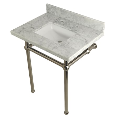 Kingston Brass 30X22 Marble Vanity Top W/ Brass Feet Combo, Marble/ Nickel KVPB30MBSQ6